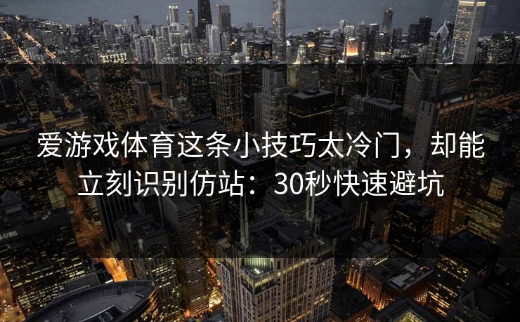 爱游戏体育这条小技巧太冷门，却能立刻识别仿站：30秒快速避坑