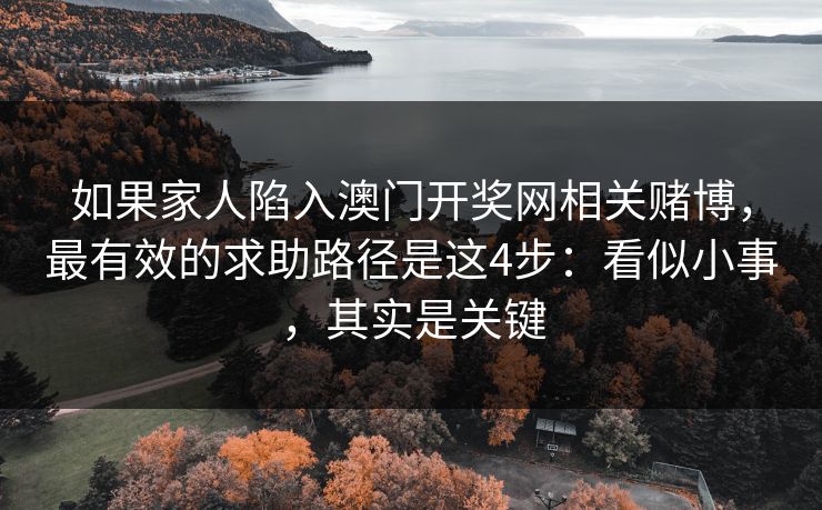 如果家人陷入澳门开奖网相关赌博，最有效的求助路径是这4步：看似小事，其实是关键